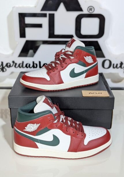 Air Jordan 1 Mid “Christmas” / “Lucky Green” colorway